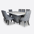 2.0M Rectangle Marble Dining Set 1+8 MT-916-GG + DC3139 